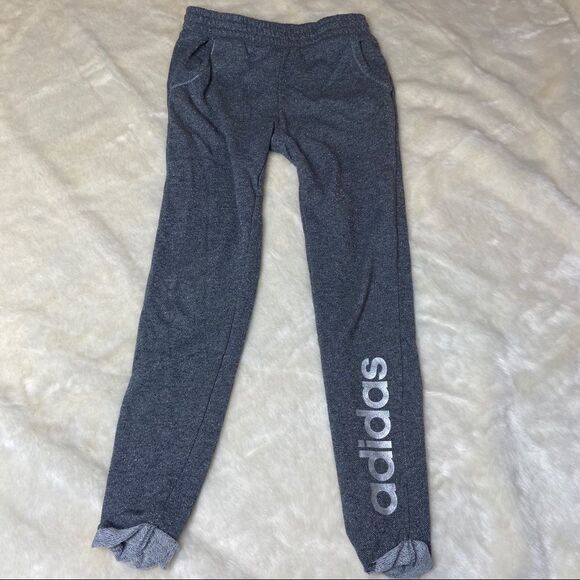 Adidas girls grey silver metallic joggers M 10 12 - Picture 1 of 5